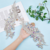 Glass Rhinestone Flower Appliques PATC-WH0005-50-3