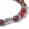 Dyed Wood Round Beads Stretch Bracelets BJEW-JB04839-6