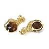 Natural Tiger Eye Ball with Leopard Shape Brass Pendants KK-F887-04G-27-2