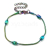 Ion Plating(IP) 304 Stainless Steel Round Snake Chain Bracelet with Oval Beaded BJEW-E088-03RC-1