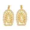 Brass Micro Pave Clear Cubic Zirconia Pendants KK-P353-19G-03-1