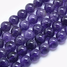 Natural Amethyst Beads Strands G-E481-03-8mm
