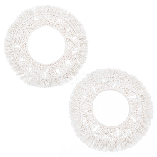   2 Sets 2 Styles Cotton Mini Wall Mirror with Macrame Fringe HJEW-PH0001-39