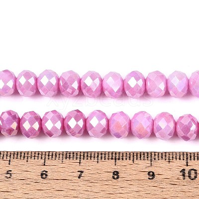 Anti-Tarnish Electroplate Rondelle Glass Beads Strands EGLA-T021-8mm-17-08-1