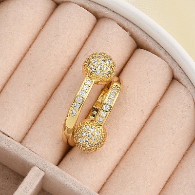 Brass Micro Pave Cubic Zirconia Open Cuff Rings for Women RJEW-F171-02G-1