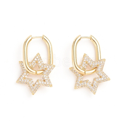 Brass Micro Pave Cubic Zirconia Huggie Hoop Earrings EJEW-G274-03G-03-1