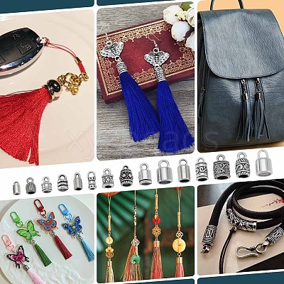 90Pcs 15 Styles Alloy Cord Ends FIND-PH0026-30-1