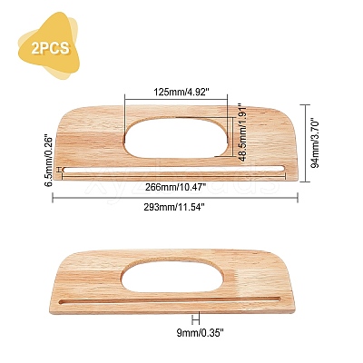 2Ppcs Wood Bag Handles WOOD-WR0001-04B-1