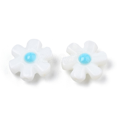 Natural Freshwater Shell Enamel Beads SHEL-N003-27-1