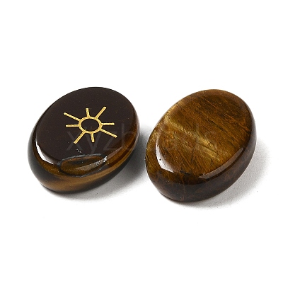 13Pcs Natural Tiger Eye Rune Stone G-C095-02E-1