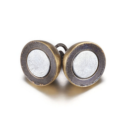 Brass Magnetic Clasps with Loops KK-E268-10mm-AB-NR-1