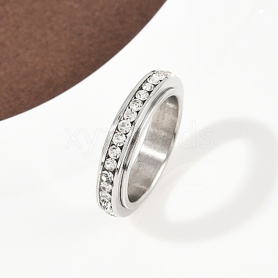 304 Stainless Steel Rhinestone Rotating Finger Rings RJEW-A074-01B-P-1