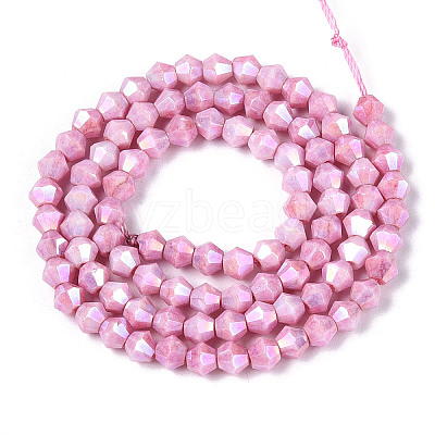Anti-Tarnish Electroplate Bicone Glass Beads Strands EGLA-T021-4mm-16-04-1