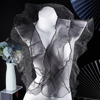 Polyester Organza Ruffled Pleated Lace Fabric Trim OCOR-WH0070-15D-1