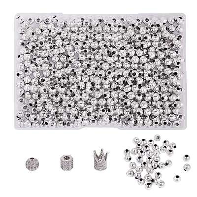 6Pcs 3 Styles Brass Micro Pave Cubic Zirconia Beads ZIRC-SZ0001-17-1