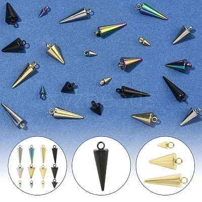 24Pcs 12 Styles 304 Stainless Steel Pendants STAS-FS0002-24-1