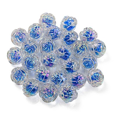 UV Plating Rainbow Iridescent Acrylic Beads OACR-P010-20I-1