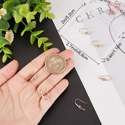 5 Pairs Rack Plating Brass Micro Pave Cubic Zirconia Leaf Earring Hooks KK-BBC0005-19-1