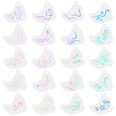 20Pcs PET Tattoo Stencil Templates AJEW-WH20141-12-1