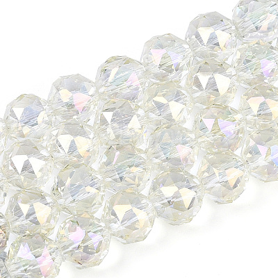 Electroplate Transparent Glass Round Beads Strands EGLA-T029-8mm-12T-17-1
