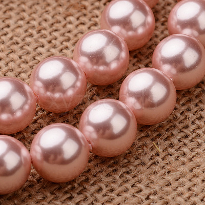 Polished Round Grade A Shell Pearl Bead Strands BSHE-M027-6mm-23-1