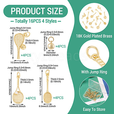 16Pcs 4 Styles Brass Pendants KK-TA0009-03-1