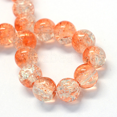 Baking Paint Transparent Crackle Glass Round Bead Strands DGLA-Q018-8mm-08-1