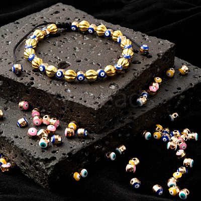 200Pcs 4 Colors Alloy Enamel Beads ENAM-LS0001-82-1