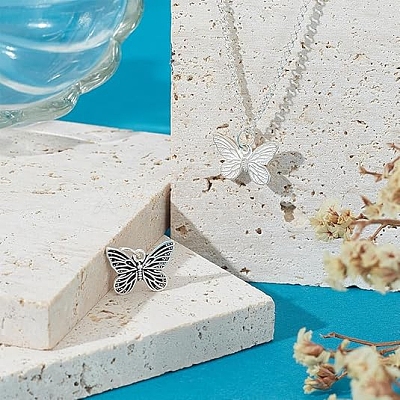 2Pcs 2 Colors 925 Sterling Silver Butterfly Charms STER-PH0002-73-1