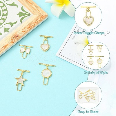 4Pcs 4 Styles Brass Toggle Clasps KK-CJ0003-53-1