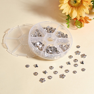 1Box Mixed Style Tibetan Style Alloy Bead Caps TIBE-JP0003-01-1
