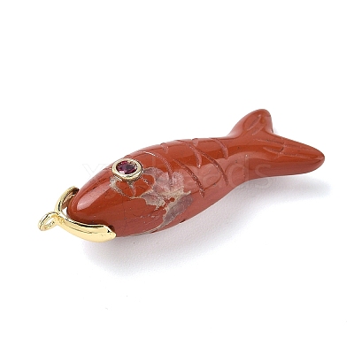 Natural Red Jasper Carved Pendants G-P599-07G-05-1