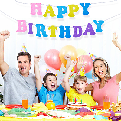Non-Woven Fabric Cloth Happy Birthday Word Garlands AJEW-WH0398-007-1