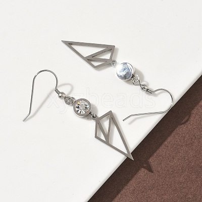 304 Stainless Steel Triangle Dangle Earrings Hand Polished EJEW-Z129-07P-1