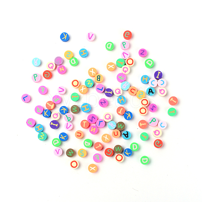 Handmade Polymer Clay Alphabet Beads CLAY-WH0004-03-1