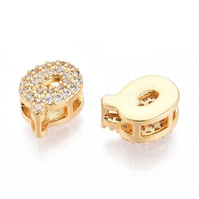 Brass Micro Pave Clear Cubic Zirconia Beads KK-T071-17G-Q-1
