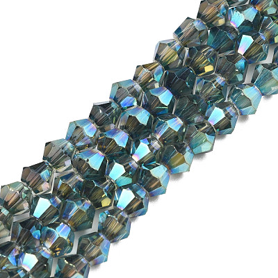 Electroplate Transparent Glass Beads Strands EGLA-Q026-016-1