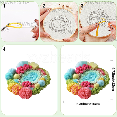DIY Coaster Punch Needle Embroidery Starter Kits for Beginners DIY-WH20095-003B-1