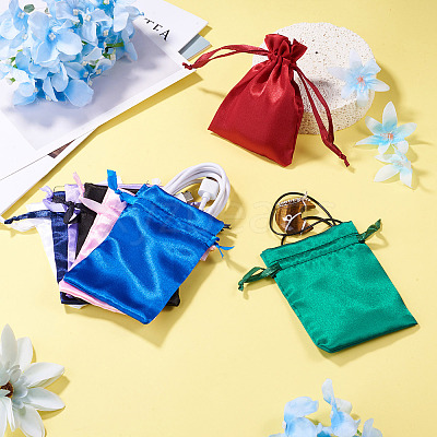 10Pcs Brocade Good Luck Fortune Drawstring Gift Blessing Bags PAAG-TADJ0001-01H-1