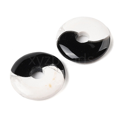 Natural Obsidian & Howlite Yin-yang Pendants FIND-Q109-01-1