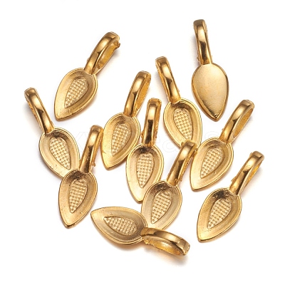 Tibetan Style Alloy Glue-on Flat Pad Bails X-TIBEP-AB3348Y-G-1