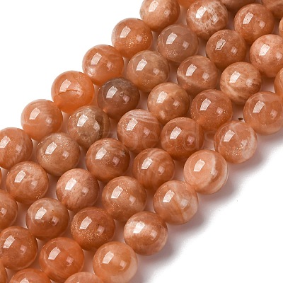 Round Natural Sunstone Beads Strands G-F222-33-10mm-01-1