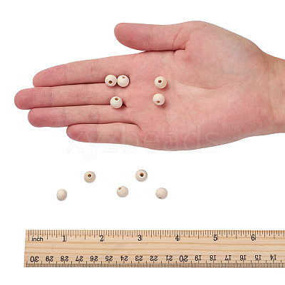 Natural Unfinished Wood Beads WOOD-S651-8mm-LF-1