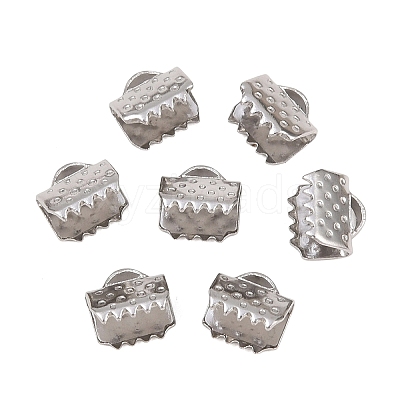 Non-Tarnish 304 Stainless Steel Ribbon Crimp Ends X-STAS-S047-056-1