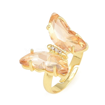 Brass Micro Pave Cubic Zirconia Finger Rings GL-CBA65A8-01G-1