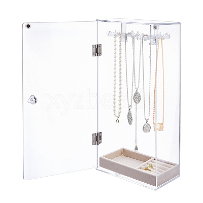 Rotatable Acrylic Necklace Hanging Organizer Storage Boxes ODIS-WH0079-025-1