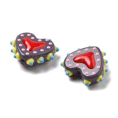 Painted Glass Beads Bumpy Beads Heart X-LAMP-V001-07A-1