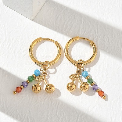 304 Stainless Steel & Rhinestone Hoop Dangle Earrings EJEW-T059-02-1