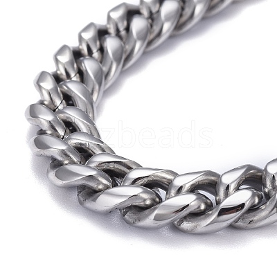 Tarnish Resistant Men's 304 Stainless Steel Cuban Link Chain Bracelets BJEW-P263-B01-P-1