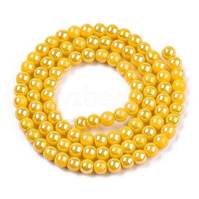 Electroplate Opaque Glass Beads Strands GLAA-T032-P4mm-AB08-1